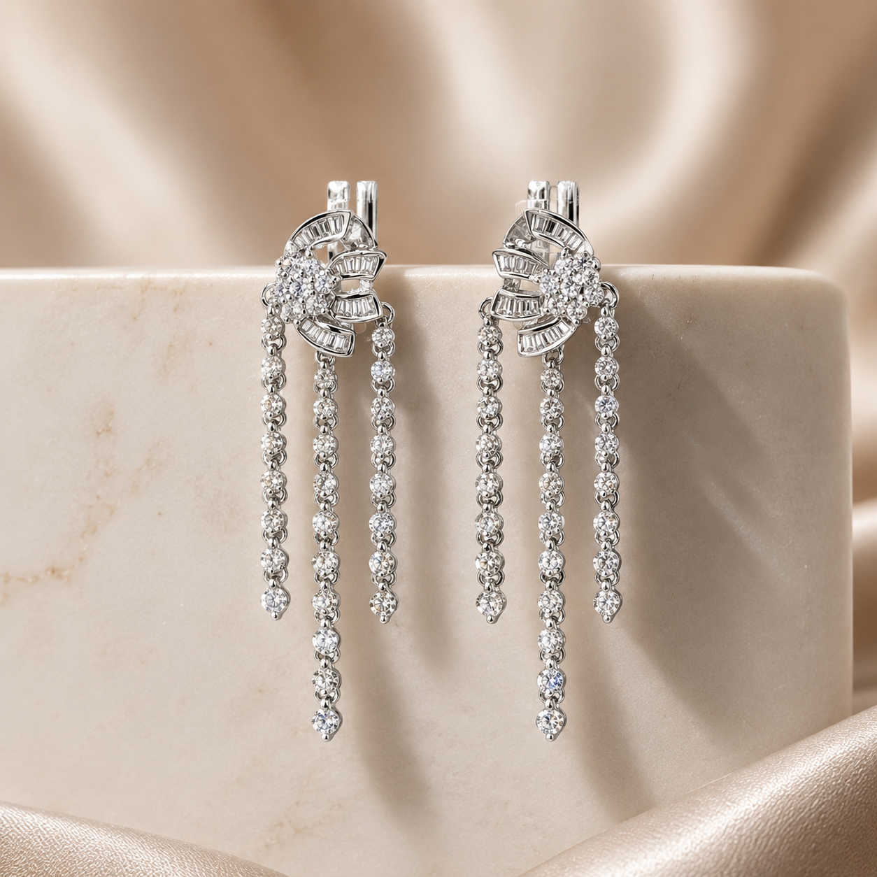 Diamond Fringe Statement Earrings