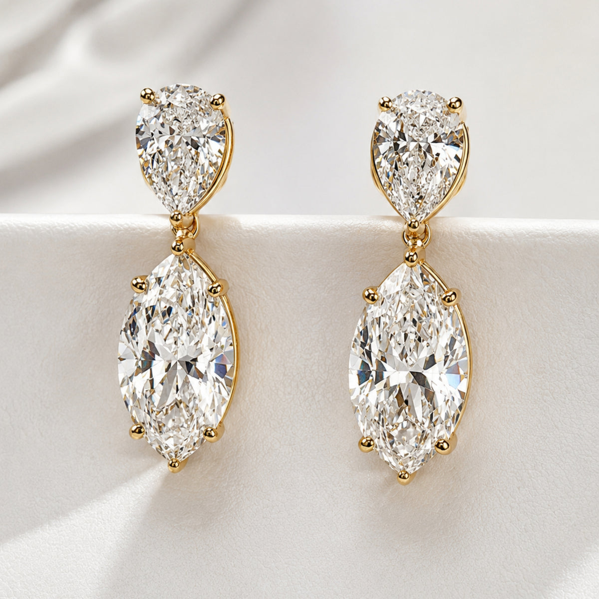 Marquise and Pear Shape Lab Grown Diamond Drop Earrings — Laura Milman New York