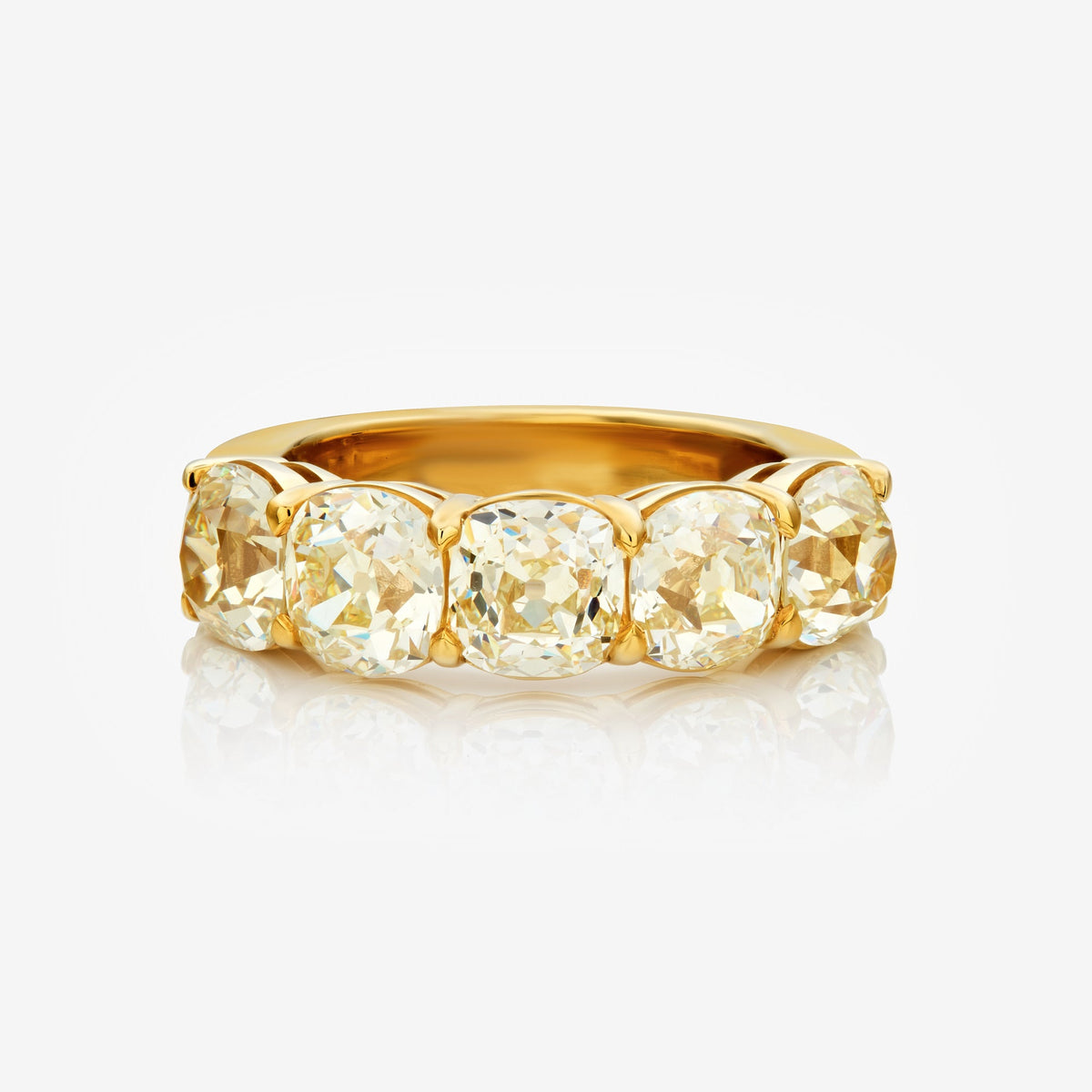 5ctw Fancy Light Yellow Antique Cushion Diamond Half Eternity Band — Laura Milman New York