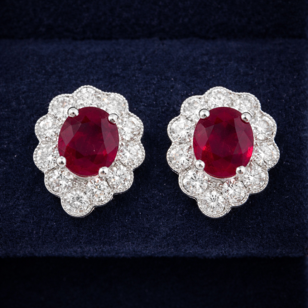 Ruby and Diamond Stud Earrings - Laura Milman New York