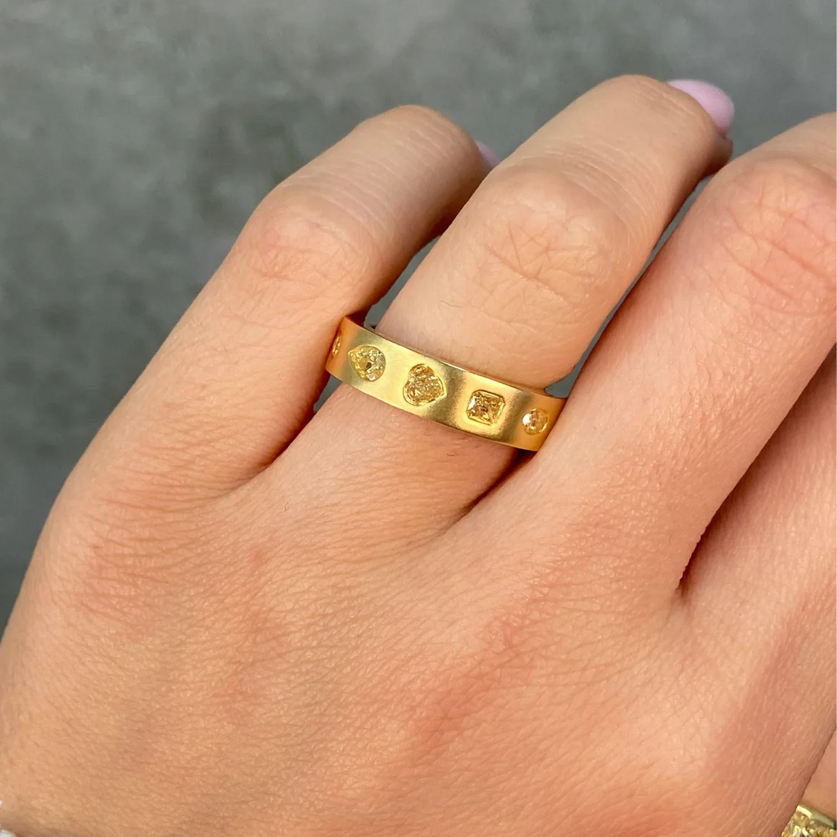 1.81ct Mixed Shape Yellow Diamond Bezel Eternity Band — view 2 — Laura Milman New York