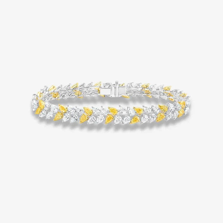 13.68ctw Yellow & White Pear Diamond Double Row Bracelet — Laura Milman New York