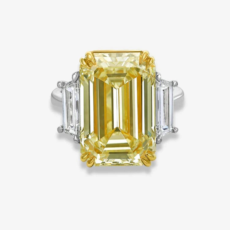 10.18ct Light Yellow Emerald Diamond Ring SI1 GIA — Laura Milman New York