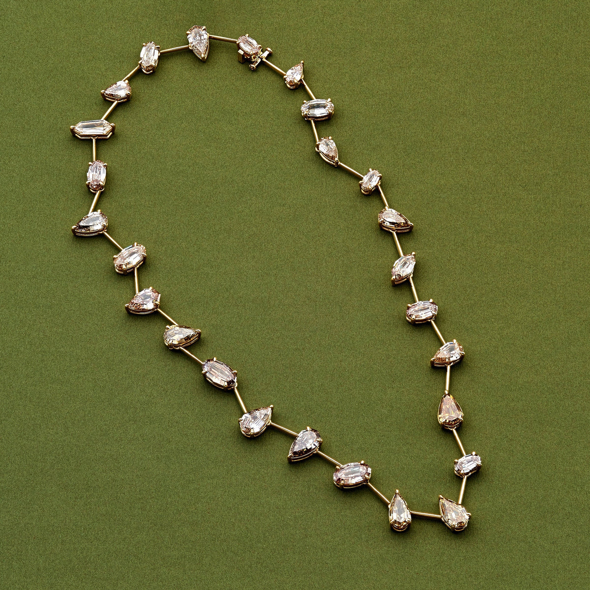 28.59ctw Champagne Diamond Organized Chaos Mix Shape Necklace — view 2 — Laura Milman New York