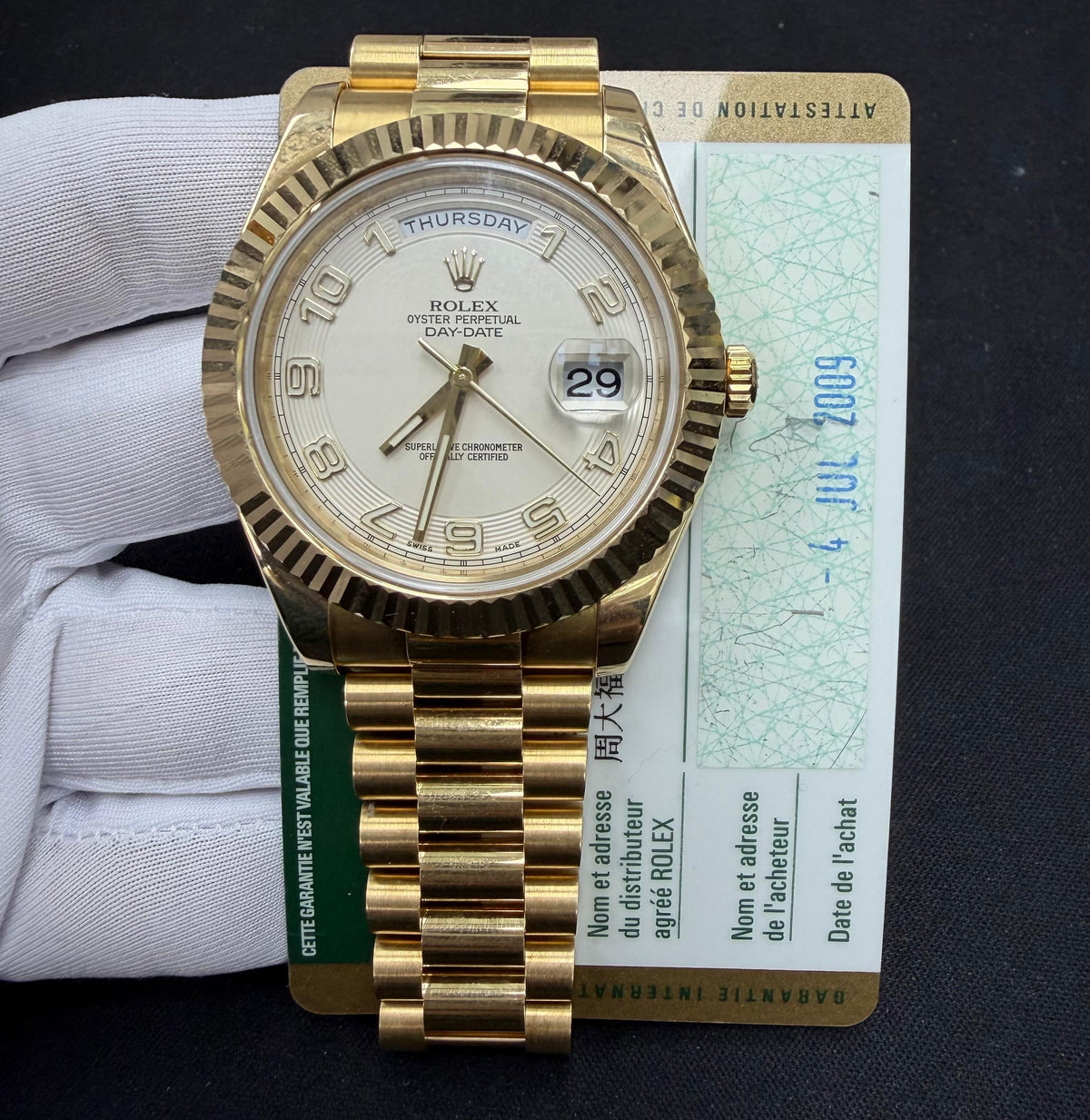 ROLEX DAY-DATE II 218238 — view 3 — Laura Milman New York