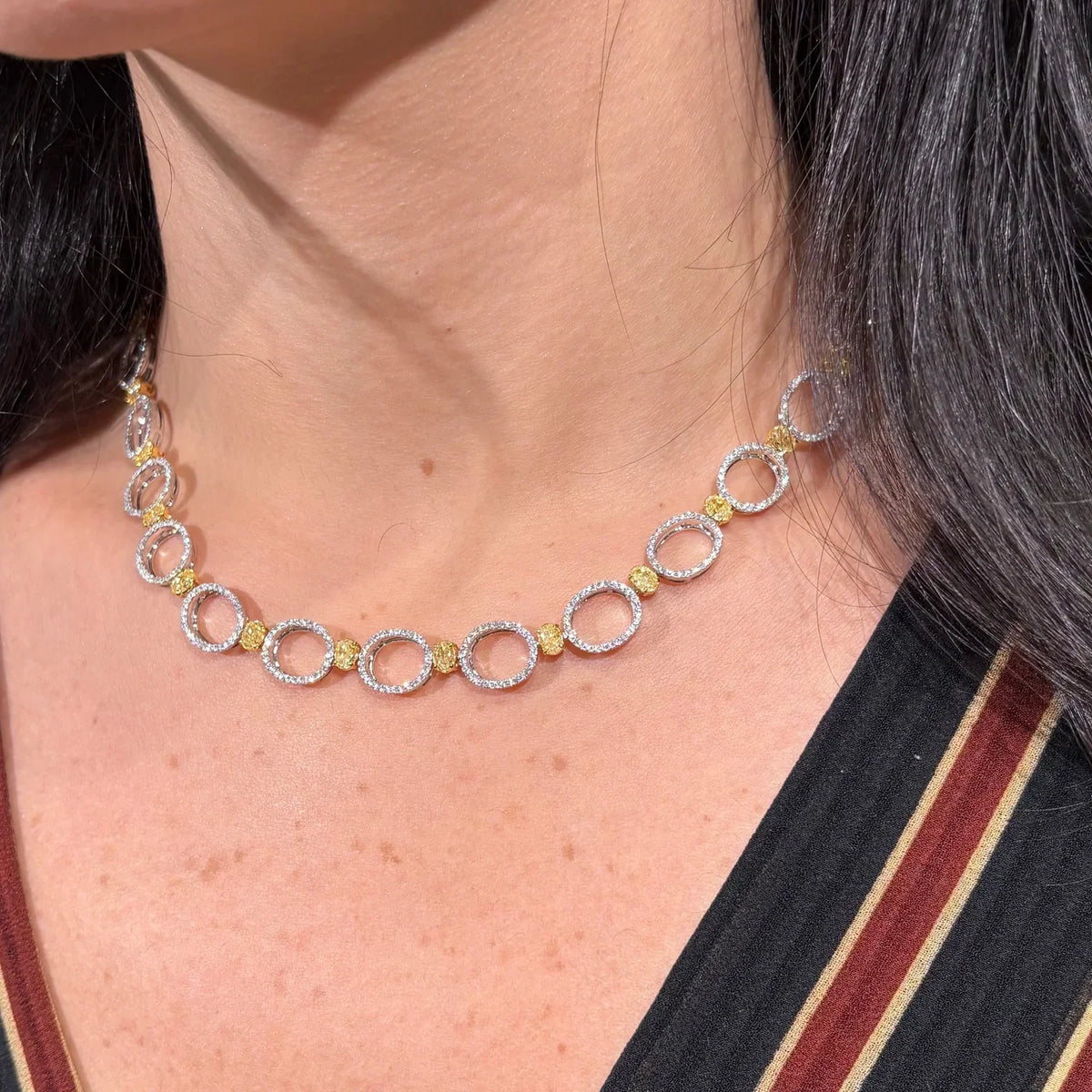 12.88ct Fancy Yellow Oval Diamond Necklace — view 3 — Laura Milman New York