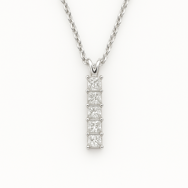5 Stone Princess Diamond Pendant - Laura Milman New York