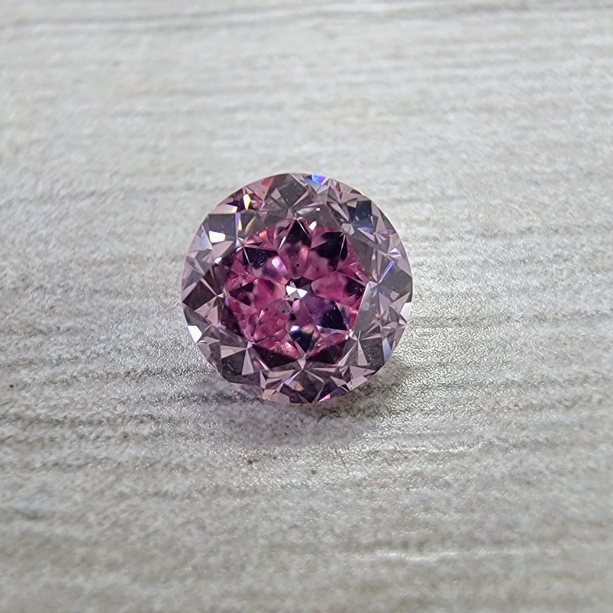 0.52ct Fancy Intense Purplish Pink Round Diamond Cobblestone Icon Ring I1 GIA — view 5 — Laura Milman New York