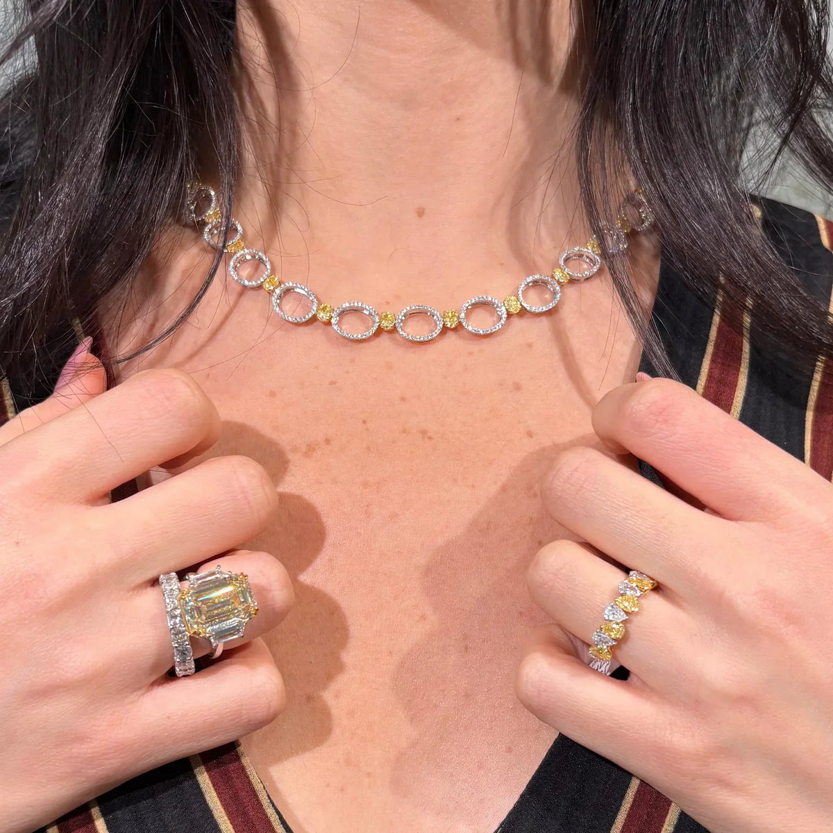 12.88ct Fancy Yellow Oval Diamond Necklace — view 4 — Laura Milman New York