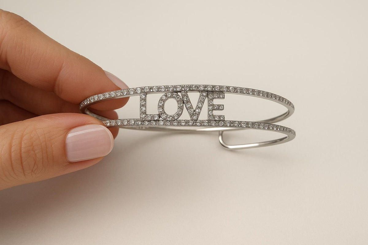 14K Gold Flexible .60ct Diamond Love Bangle — Laura Milman New York