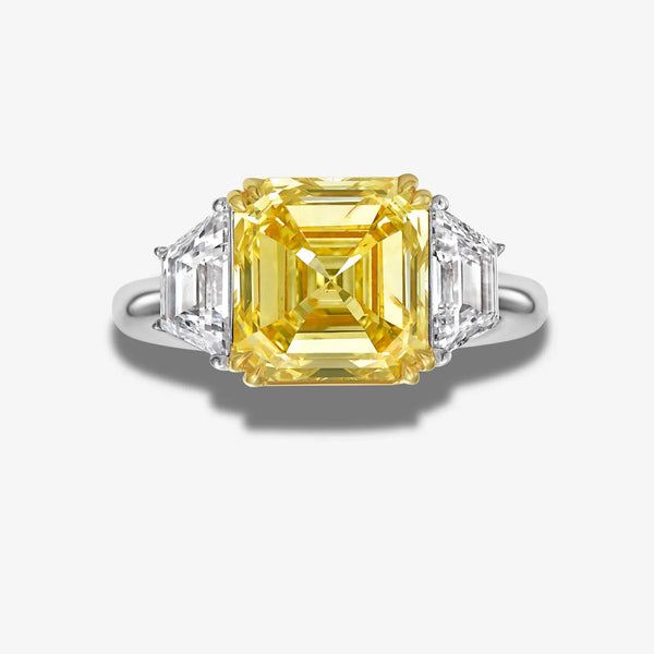 3.60ct Fancy Yellow Asscher Diamond Ring SI1 GIA