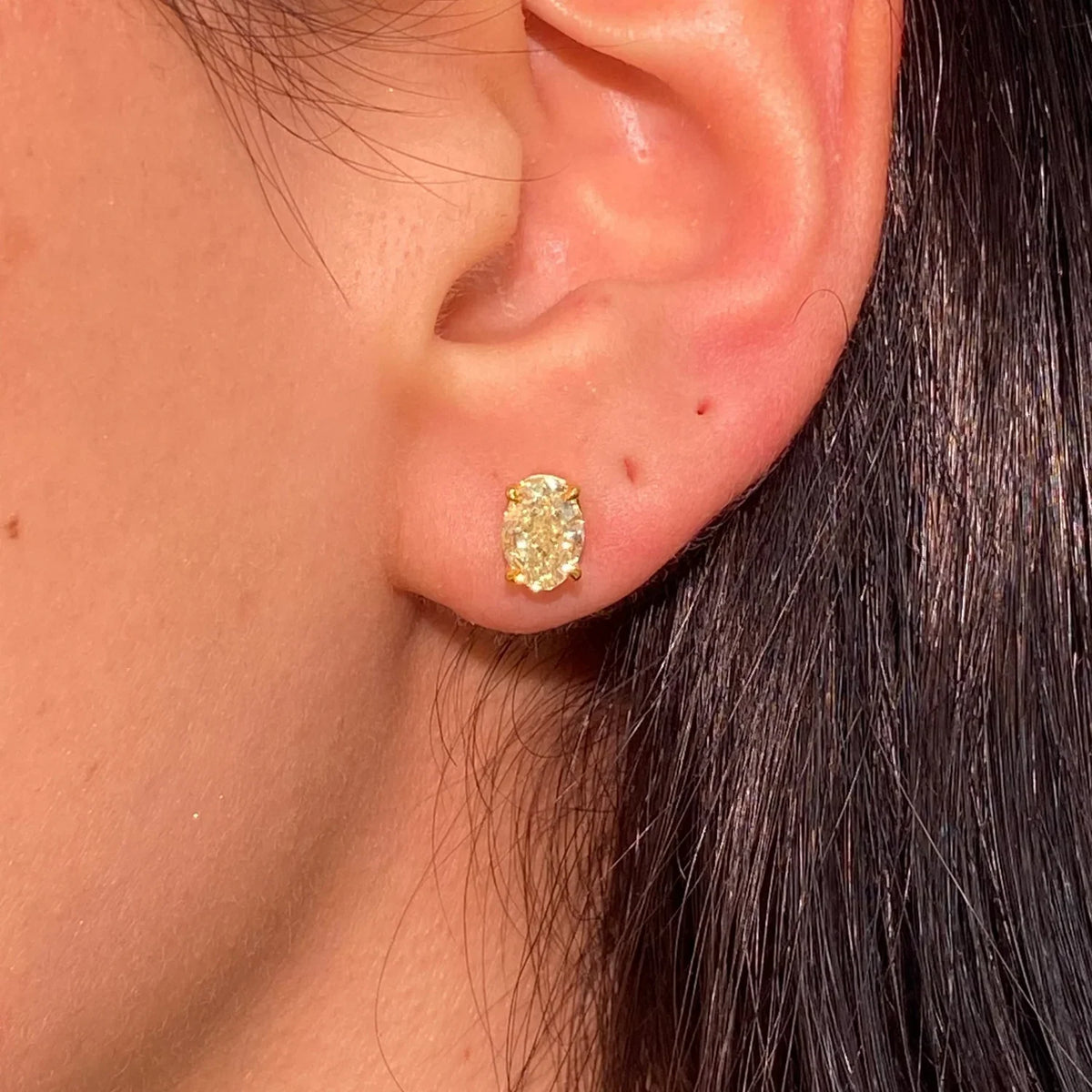 2.33ctw Light Yellow Oval Diamond Stud Earrings GIA — view 2 — Laura Milman New York