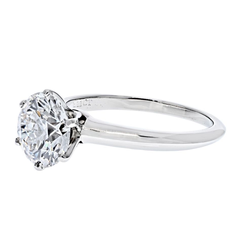 Tiffany Platinum 2.11ct F VVS2 Diamond Engagement Ring Sz 6
