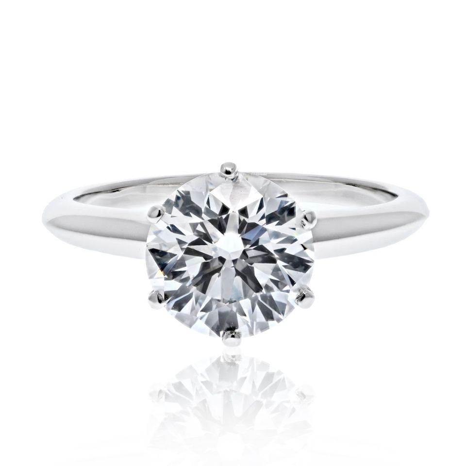Tiffany Platinum 2.11ct F VVS2 Diamond Engagement Ring Sz 6