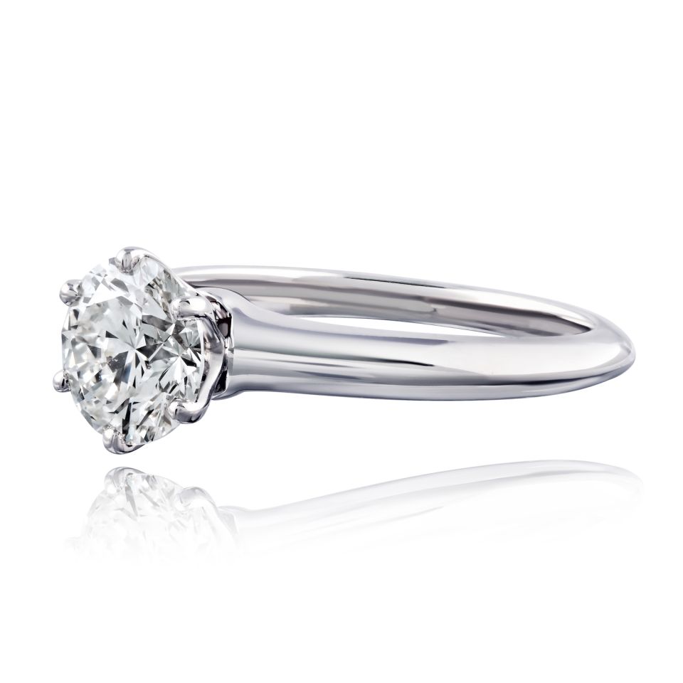 Tiffany & Co. Platinum Classic 6 Prong 1.56ct H Vs2 Round Cut Ring — view 2 — Laura Milman New York
