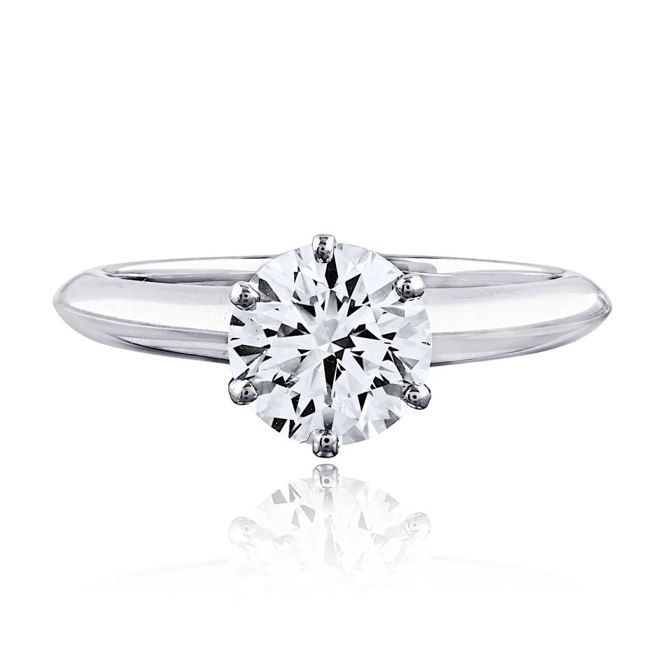 Tiffany & Co. Platinum Classic 6 Prong 1.56ct H Vs2 Round Cut Ring — Laura Milman New York