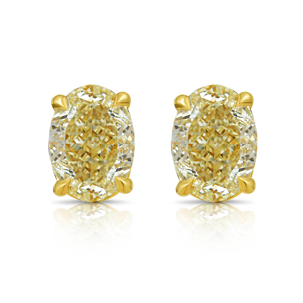 2.33ctw Light Yellow Oval Diamond Stud Earrings GIA — Laura Milman New York
