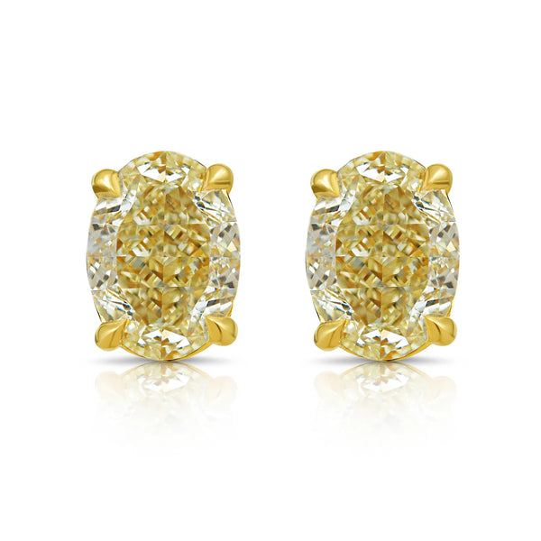 2.33ctw Light Yellow Oval Diamond Stud Earrings GIA