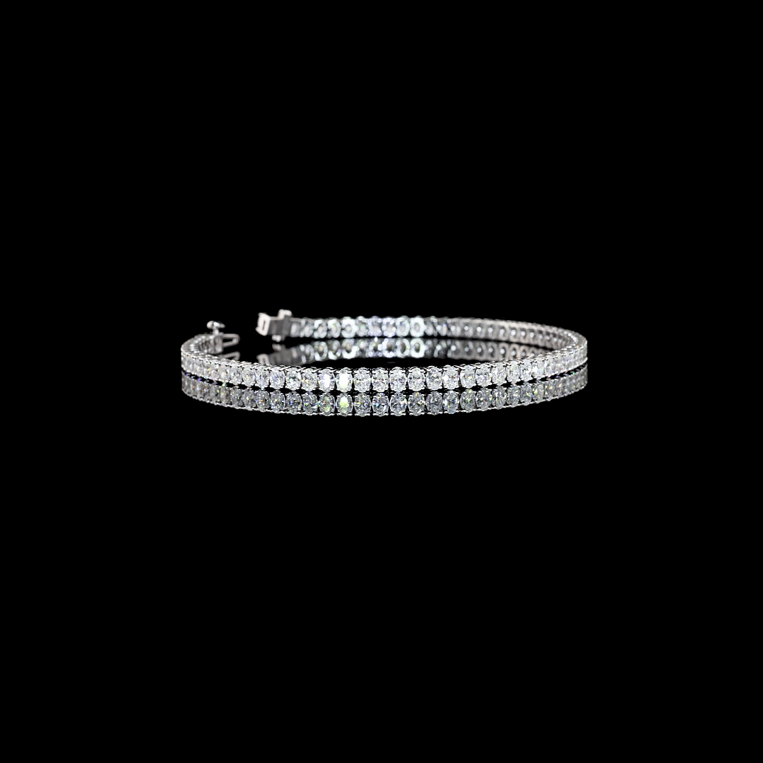 Lab-Grown Oval Diamond Tennis Bracelet — Prong, North South — 5.02 ct 14K WHITE GOLD — Laura Milman New York