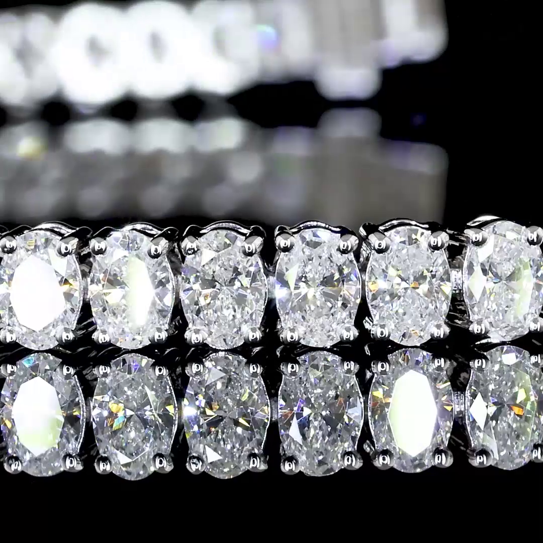 Lab-Grown Oval Diamond Tennis Bracelet — Prong, North South — 5.02 ct 14K WHITE GOLD — Laura Milman New York