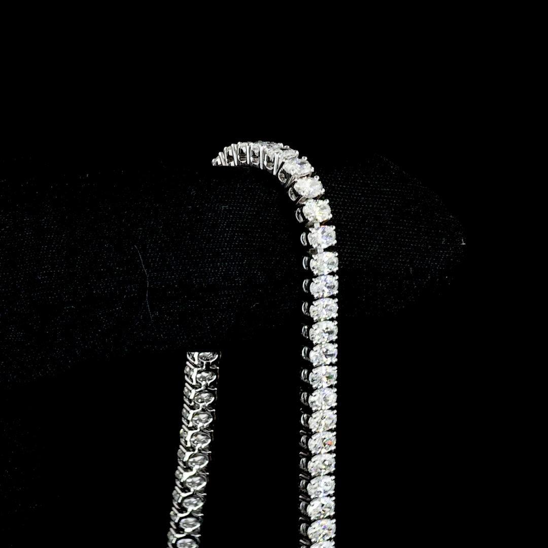 Lab-Grown Oval Diamond Tennis Bracelet — Prong, North South — 5.02 ct 14K WHITE GOLD — Laura Milman New York