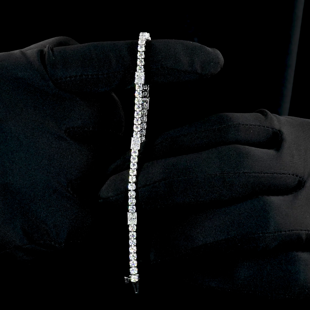 11.3 CT Radiant Lab Grown Diamond Tennis Bracelet in 28 – worn on wrist — Laura Milman New York