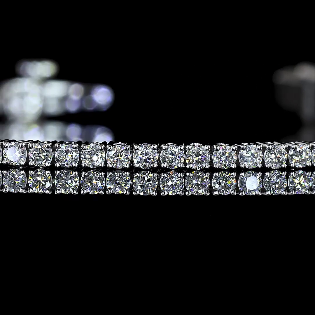 1.53 CT Round Brilliant Lab Grown Diamond Tennis Bracelet in 14K White Gold – close-up — Laura Milman New York