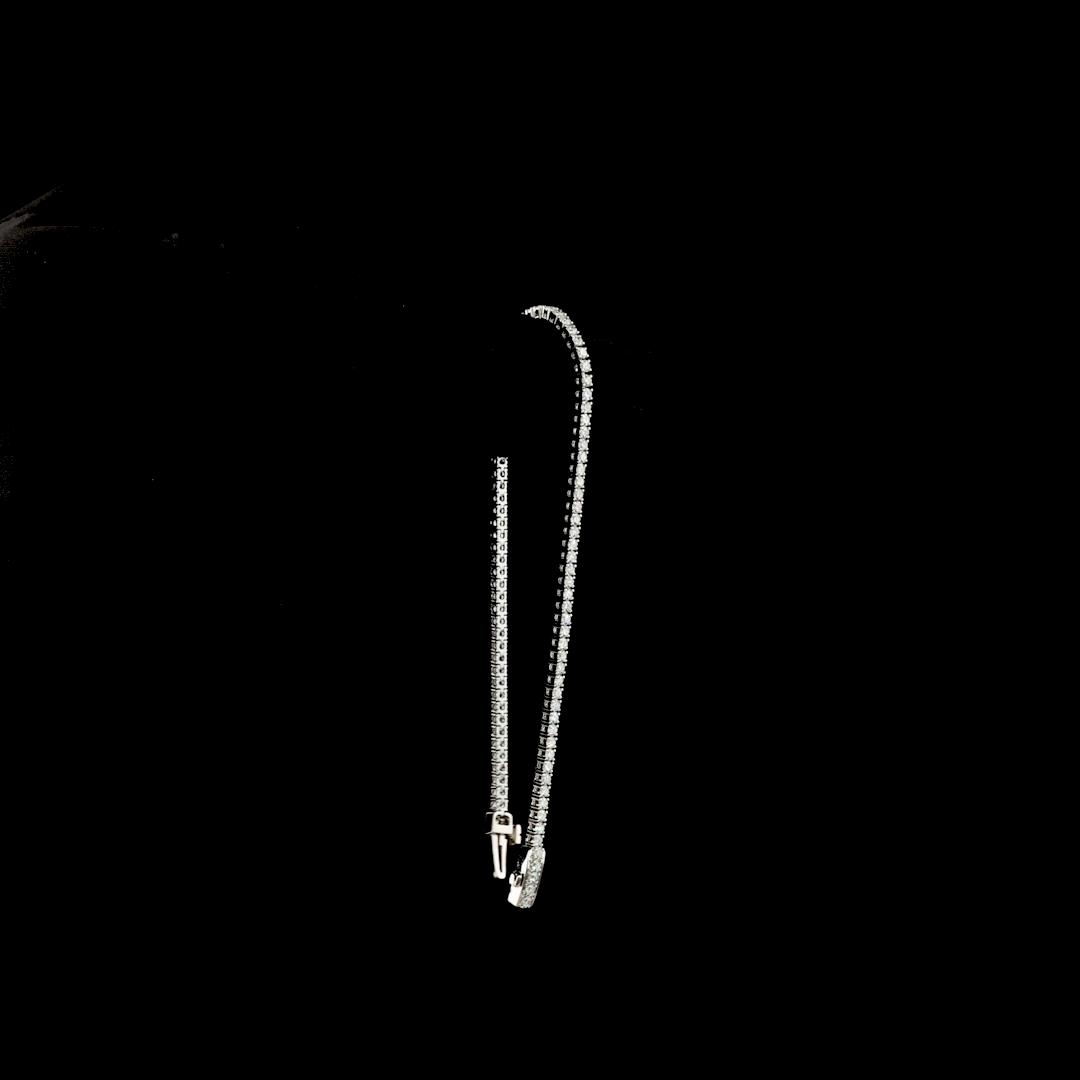 1.53 CT Round Brilliant Lab Grown Diamond Tennis Bracelet in 14K White Gold – worn on wrist — Laura Milman New York