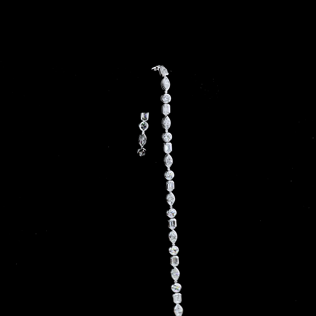 4.69 Carat Mixed Shape Lab Grown Diamond Tennis Bracelet - E-F VS - 14K White Gold - View 3 — Laura Milman New York