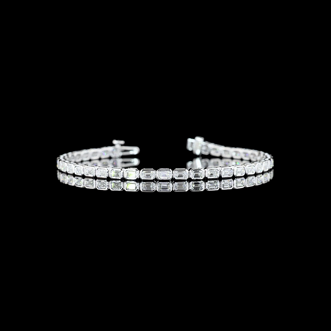3.70 Carat Emerald Cut Lab Grown Diamond Tennis Bracelet - E-F VS - 14K White Gold — Laura Milman New York