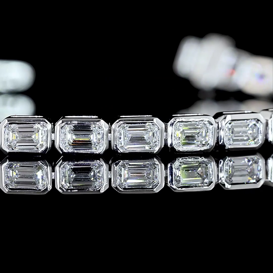 3.70 Carat Emerald Cut Lab Grown Diamond Tennis Bracelet - E-F VS - 14K White Gold - Image 2 — Laura Milman New York