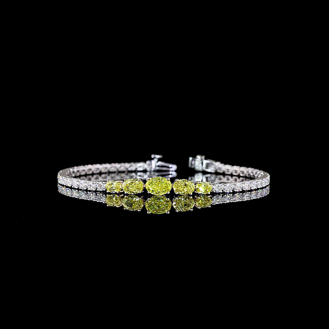 5.62 CT Oval Lab Grown Diamond Riviera Bracelet in Two Tone Gold — Laura Milman New York