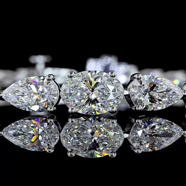 8.61 CT Pear Lab Grown Diamond Tennis Bracelet in 14K White Gold – close-up