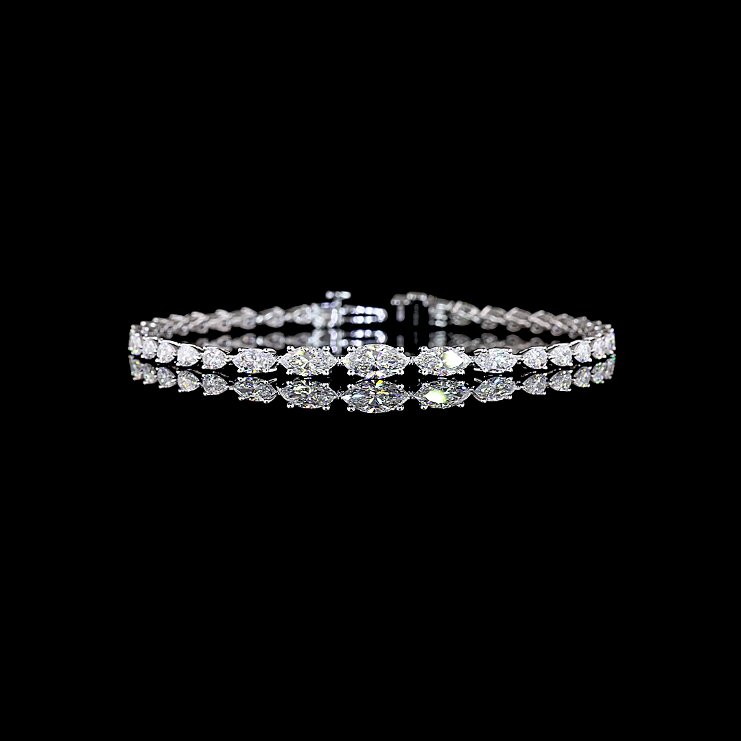 4.42 CT Marquise Lab Grown Diamond Tennis Bracelet in 14K White Gold — Laura Milman New York