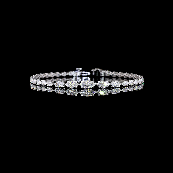 4.42 CT Marquise Lab Grown Diamond Tennis Bracelet in 14K White Gold