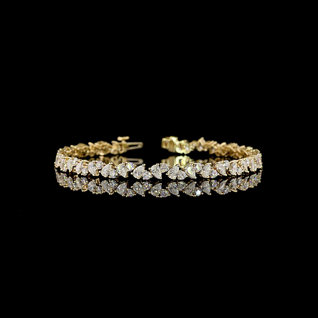 5.8 CT Pear Lab Grown Diamond Tennis Bracelet in 14K Yellow Gold — Laura Milman New York