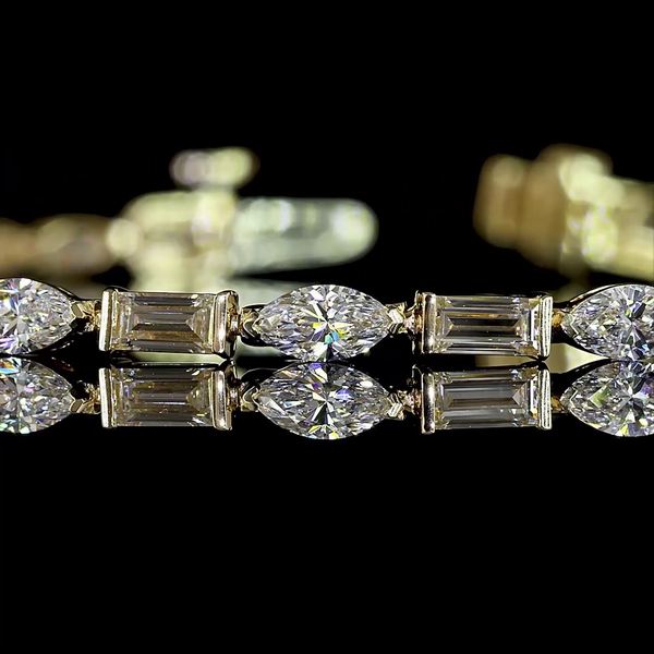 3.7 CT Marquise Lab Grown Diamond Tennis Bracelet in 14K Yellow Gold – close-up