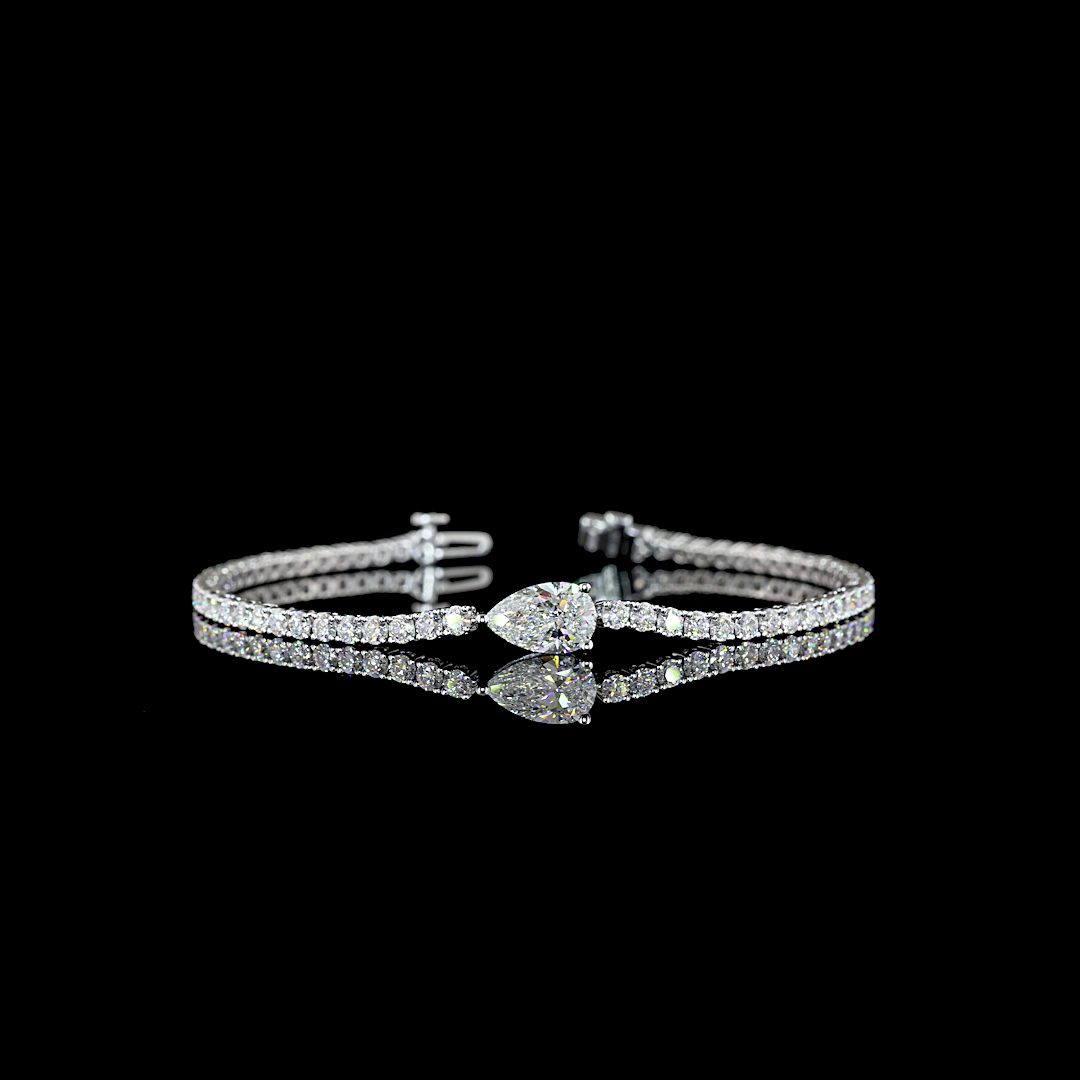 4.52 CT Pear Lab Grown Diamond Tennis Bracelet in 14K White Gold — Laura Milman New York