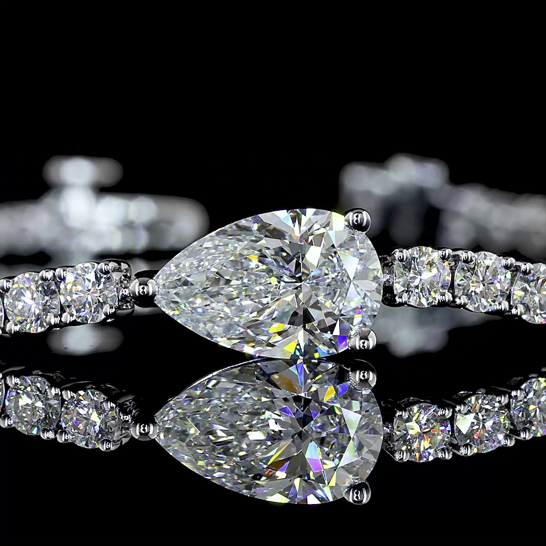 4.52 CT Pear Lab Grown Diamond Tennis Bracelet in 14K White Gold – close-up — Laura Milman New York