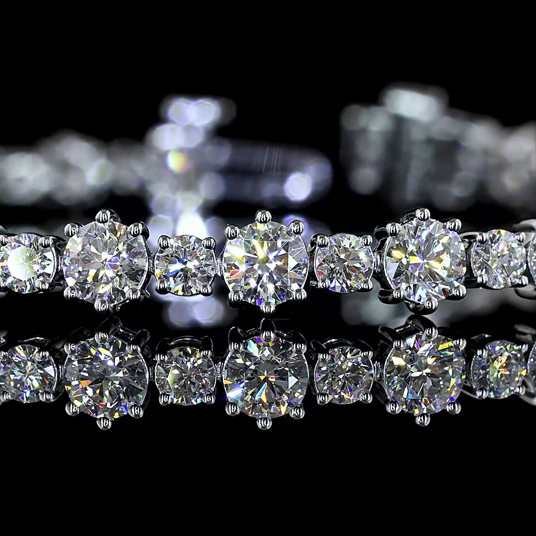 5.8 CT Round Brilliant Lab Grown Diamond Tennis Bracelet in 14K White Gold – close-up — Laura Milman New York