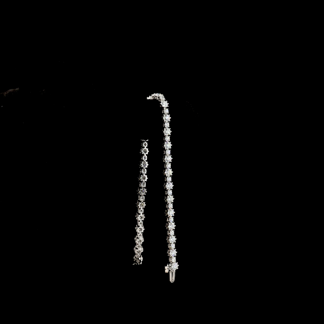5.8 CT Round Brilliant Lab Grown Diamond Tennis Bracelet in 14K White Gold – worn on wrist — Laura Milman New York