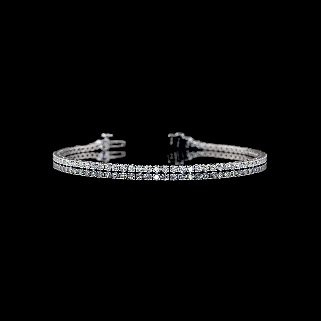1.92 CT Round Brilliant Lab Grown Diamond Tennis Bracelet in 14K White Gold — Laura Milman New York