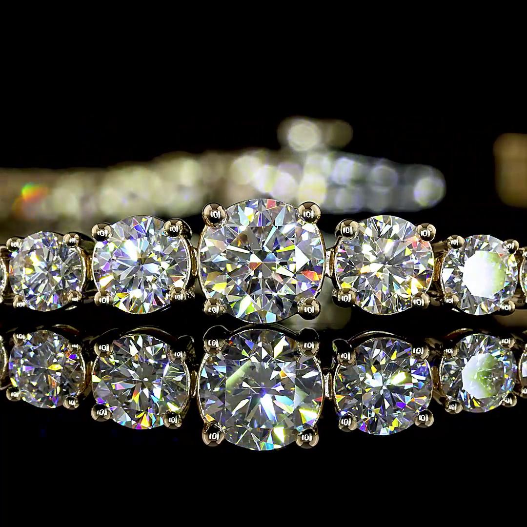Lab-Grown Round Diamond Station Line Tennis Bracelet — Prong — 5.78 ct 14K YELLOW GOLD — Laura Milman New York
