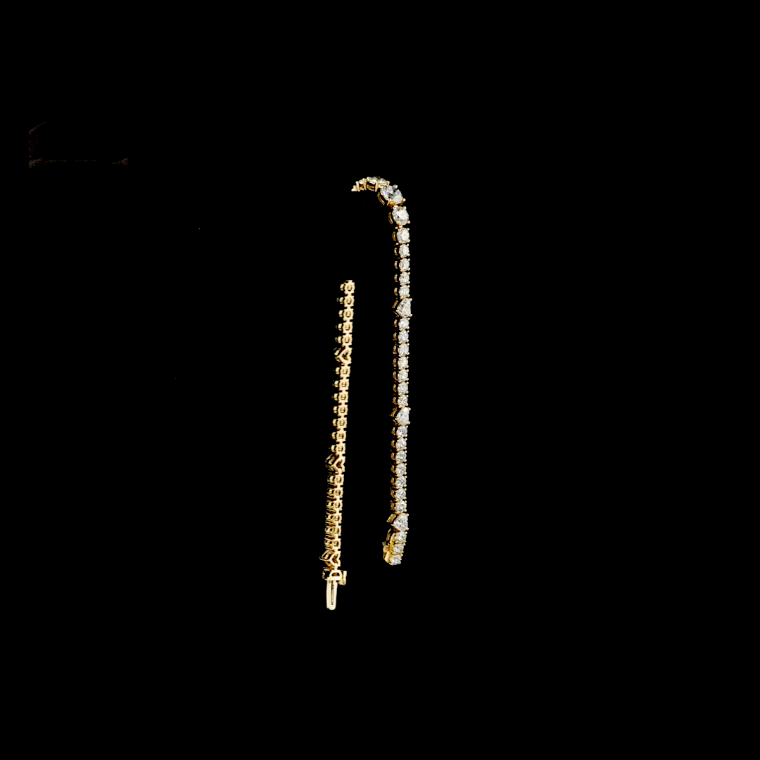 Lab-Grown Round Diamond Station Line Tennis Bracelet — Prong — 5.78 ct 14K YELLOW GOLD — Laura Milman New York
