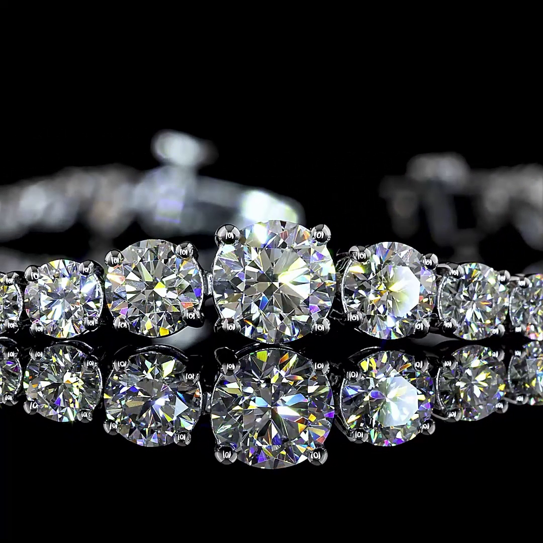 Lab-Grown Round Diamond Station Line Tennis Bracelet — Prong — 5.70 ct 14K WHITE GOLD — Laura Milman New York