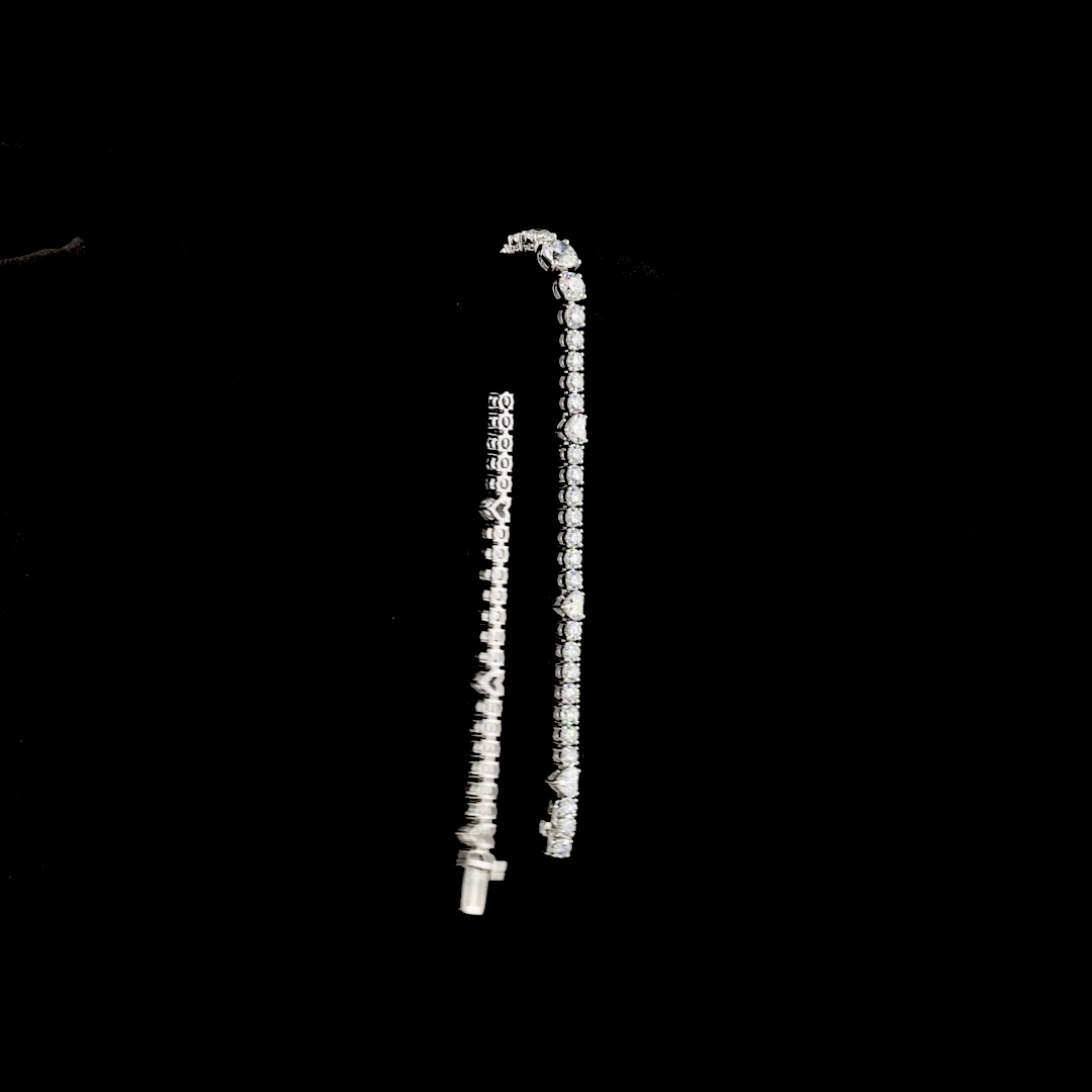Lab-Grown Round Diamond Station Line Tennis Bracelet — Prong — 5.70 ct 14K WHITE GOLD — Laura Milman New York