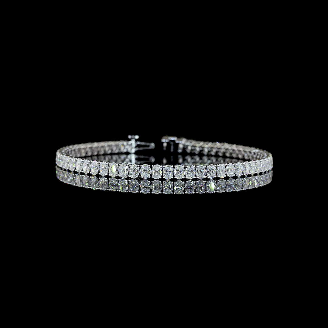 Lab-Grown Oval Diamond Tennis Bracelet — Prong, North South — 7.53 ct 14K WHITE GOLD — Laura Milman New York