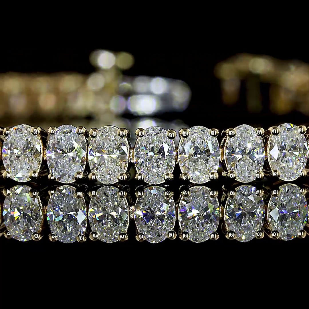 Lab-Grown Oval Diamond Tennis Bracelet — Prong, North South — 7.60 ct 14K YELLOW GOLD — Laura Milman New York