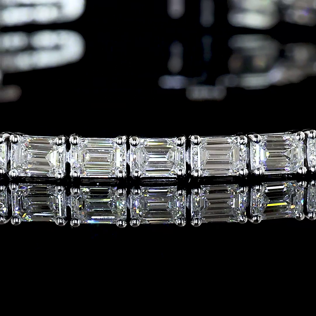 Lab-Grown Emerald Diamond Tennis Bracelet — Prong, East West — 5.03 ct 14K WHITE GOLD — Laura Milman New York