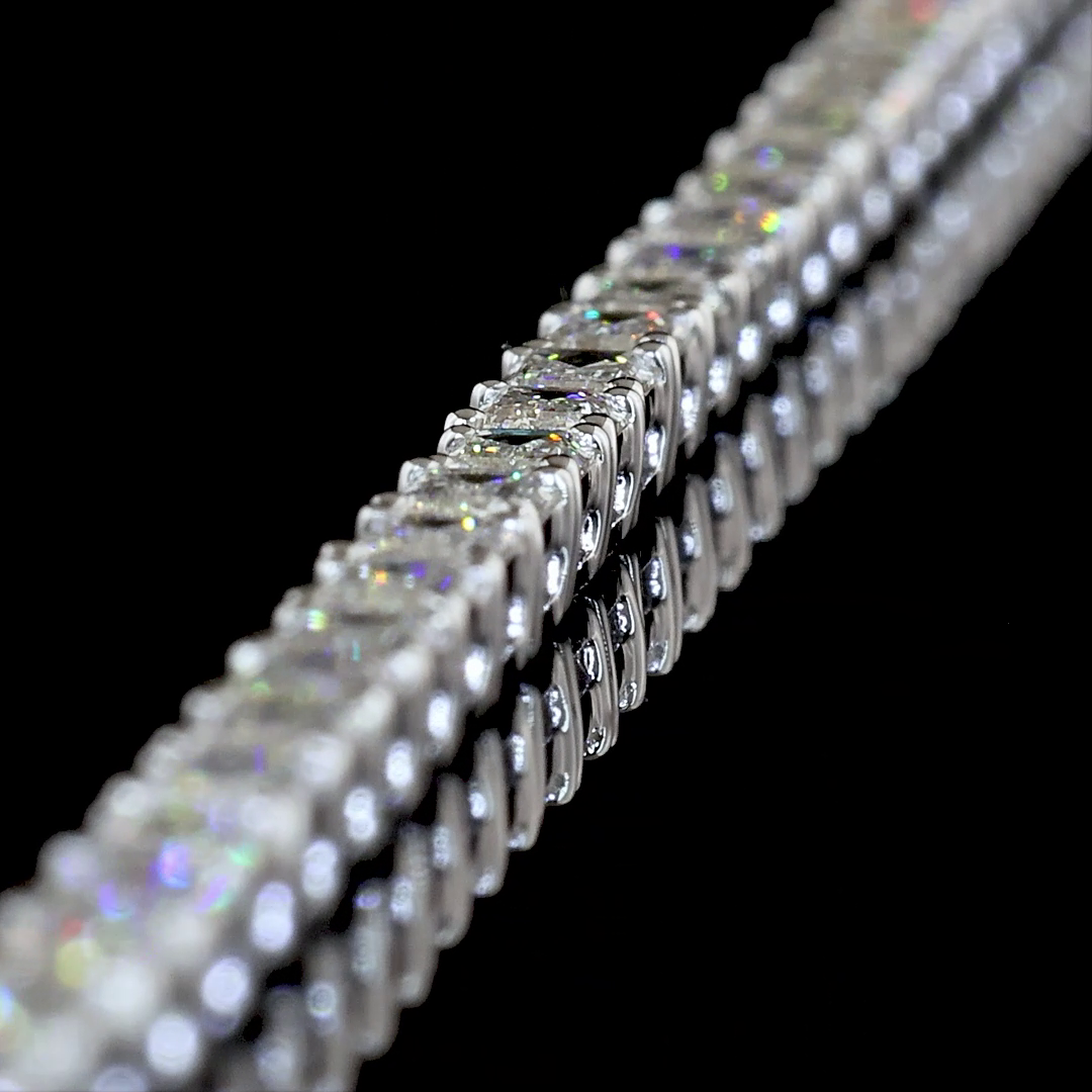 Lab-Grown Emerald Diamond Tennis Bracelet — Prong, East West — 5.03 ct 14K WHITE GOLD — Laura Milman New York